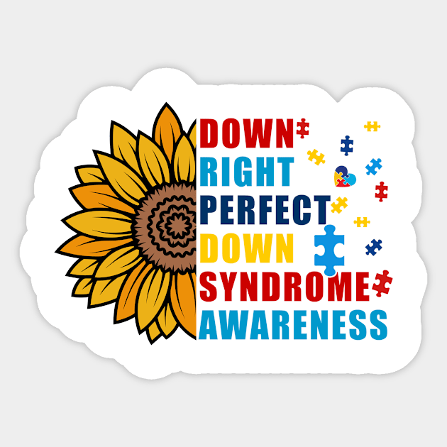 Down Right Perfect World Down Syndrome Awareness Day Socks Sticker by DesignergiftsCie